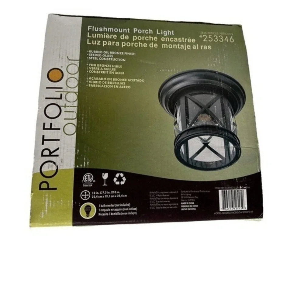Portfolio Outdoor Flush mount Porch Light #253346 Rubbed‎ Oil Bronze Finish